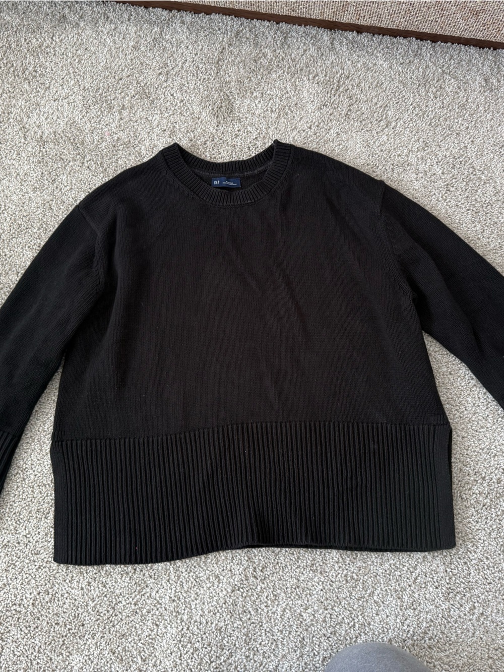 GAP Black Off-Shoulder Ribbed Hem Sweater
